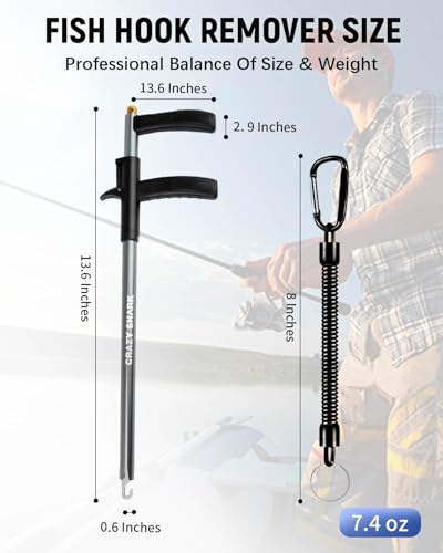 Fish Hook Remover Tool, Aluminum Fishing Hook Remover Extractor 13.6in - color: Dark Gray