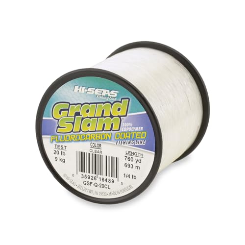 HI-SEAS Grand Slam Fluorocarbon Coated Fishing Line - color: Clear, size: 20 lb / 1/4 lb. Spool