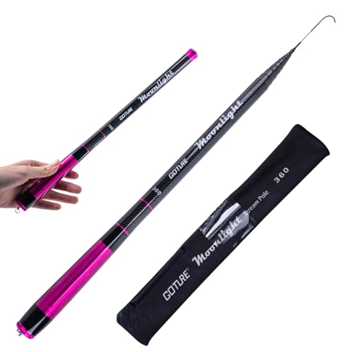 Goture//Telescopic Tenkara Fishing Rod Kit//Ultralight Travel Fishing Rod,Portable Collapsible Bass Crappie Rod, Carbon Fiber Inshore Stream Trout Pole 10 12 15 18 21 24 Free Tip Set(Top 3 Segment) - color: 1 Piece Moonlight Series(Not Include Extra Tips)