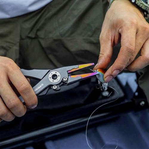 Fishing Pliers for Saltwater & Freshwater, with line Cutter, 6 or 7.5 inch, Hook Remover Pliers, SUS420 Jaws with Titanium Coating, Tungsten Carbide Cutter (Natural, 7.5 inch) - color: Natural, size: 7.5 inch