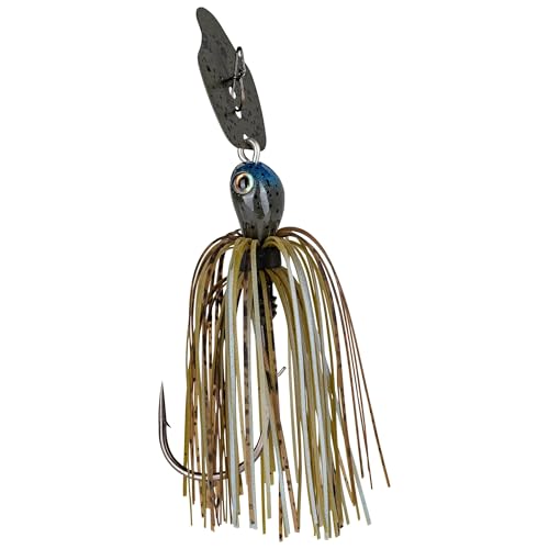 Strike King Thunder Cricket Fishing Lure, Vibrating Swim Jig, Silver Blade, 4/0 Jungle-Style Flipping Hook - color: Blue Craw, size: 3/8 oz
