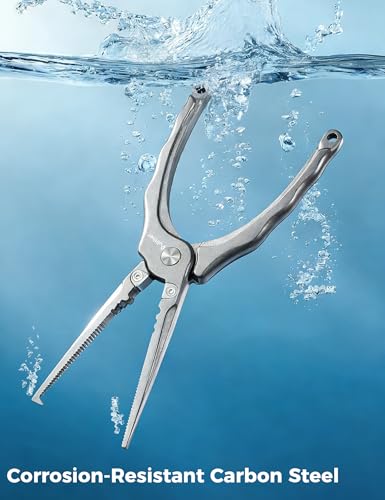 Fishing Pliers,Carbon Steel Fishing Tools,Corrosion Resistant Fishing Gear, Multitool for Saltwater - color: 8IN