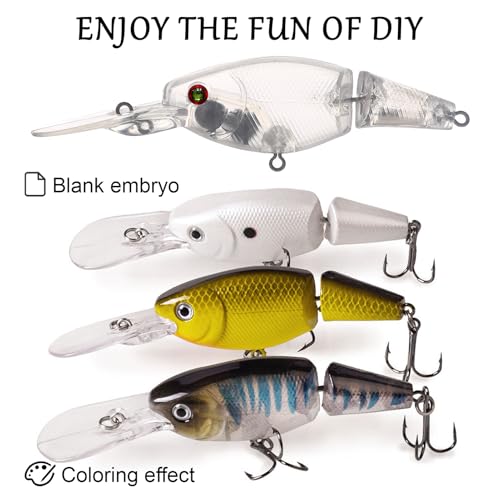 20pcs/25pcs Fishing Blanks Lures Kit Fishing Topwater Unpainted Swimbait Unpainted Crankbaits Hard Baits DIY Lure for Bass Salmon Trout Saltwater and Freshwater - color: 20PCS 4.13″/0.45oz