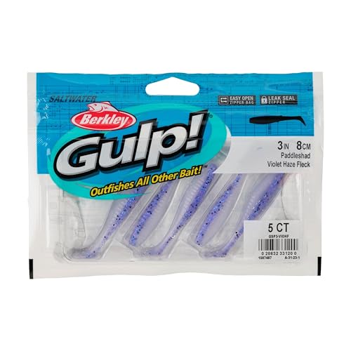 Berkley Gulp! Saltwater Paddleshad Fishing Soft Bait - color: Violet Haze Fleck, size: 3"