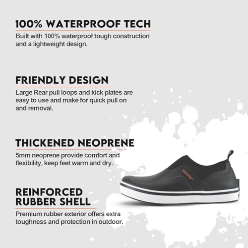 Showave Men's Deck Shoes Waterproof Short Rain Boots Breathable Sports Sailing Booties Non-Slip Rubber Boots Low Cut Design for Outdoor Fishing Gardening Walking - color: Black, size: 11