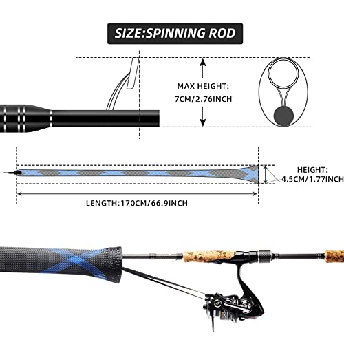 SF Fishing Rod Sock Fishing Rod Sleeve Rod Cover Braided Mesh Rod Protector Pole Gloves Fishing Tools for Spinning Fishing Rod,Casting Rod,Musky Rod, Ice Rod, Fly Rod, Spey Rod - color: Black-blue-2pcs, size: Fit Casting Rod 6-1/2 FT to 7-1/2 FT
