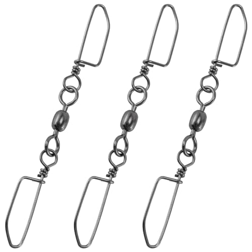 Alwonder 30-Pack Double Snap Swivels, Trolling Planer Board Line Release Clips, High Strength Stainless Steel Coastlock Snaps with Black Nickel Coating, Saltwater Barrel Swivels Connector - size: #4 * 2-77LB