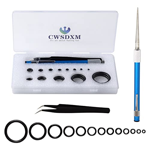 Fish Rod Repair Kit 26PCS Fishing Pole Eyelet Repair 13 Size Pole Ceramic Guides Rings Replacement Kit with 1pcs Tweezers and 1pcs Serrated Stick Tools - color: Black