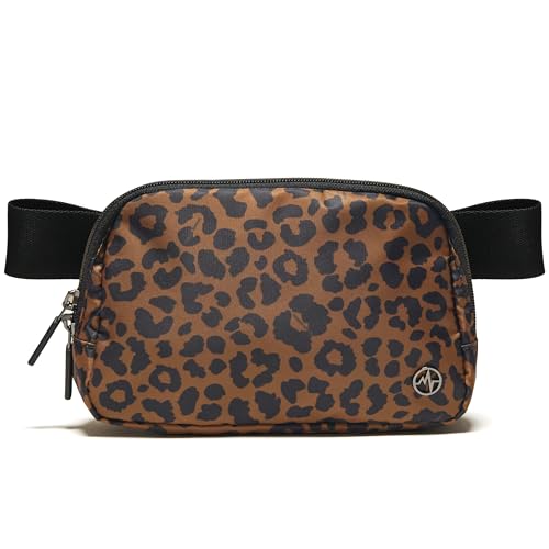 Pander Two Way Zipper Fanny Pack Nylon Everywhere Belt Bag for Women, Water Repellent Waist Packs, Crossbody Bags with Adjustable Strap (Midnight Leopard) - color: Midnight Leopard