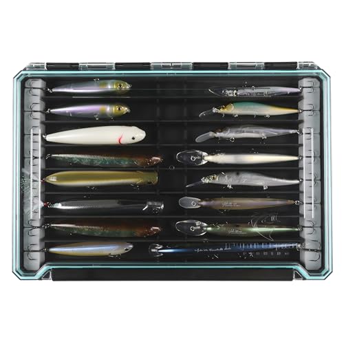 Evolution Fishing BallistiX Twitch Tackle Tray - Waterproof, Jerkbait & Topwater Tackle Storage Box, Anti-Corrosion, One Hand Latch, Clear Lid, Lure Box