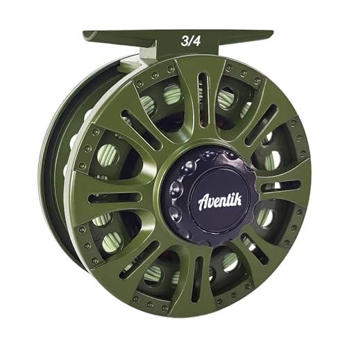 Aventik HVCE Graphite Fly Reel Center Drag System Classic III Graphite 3/4, 5/6, 7/8wt Large Arbor Freshwater Fly Fishing Reels - size: 3/4, style: With Line