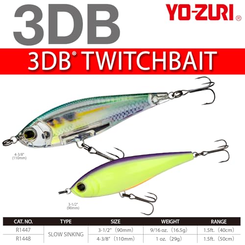 Yo-Zuri 3DB - color: Matte Pearl Glitter Shad, size: 110mm