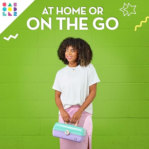 Caboodles On-The-Go Girl Makeup Box, Two-Tone Pink on Neon Green, Hard Plastic Makeup Organizer Box, Built-In Mirror, Secure Latch for Safe Travel, Spacious Storage for Large Items - color: Pink Neon Green
