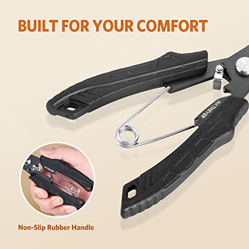 Saltwater Fishing Pliers, Split Ring Pliers for Fishing with Safety Lock, Fish Pliers with Sheath and Lanyard, Fishing Gifts for Men - color: F-black