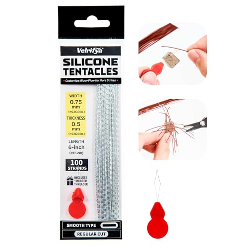 Silicone Skirt Tabs & Tentacle Strands Set for Dice Lure Builds, Japanese-Style Rubber Legs DIY Kit for Soft Baits, with Threader Tool, Fishing Lure Material for Jig Skirts - color: 01 - Flash Scale (UV), size: Smooth Type