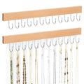 ZEDODIER 2 Pack Necklace Organizer Wall Mount, Wooden Jewelry Hanger Necklace Holder with 24 Hooks,Hanging Jewelry Organizer, Natural - color: Natural