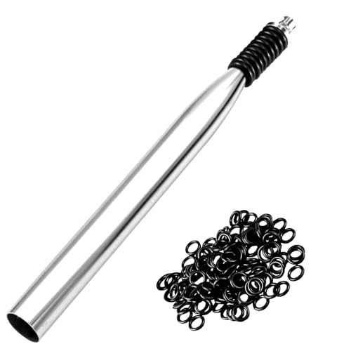 Wacky Rigging Tool, Fishing Bait Rigs, Wacky Rig Ring Tool with 70PCS Worm O-Rings, Wacky Worm Kit for Senko Neko Finesse Stick Soft Baits - color: Silver