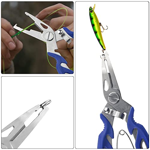 WMYCONGCONG 200 PCS Stainless Steel Fishing Split Rings Double Snap Lure Tackle Connectors with Split Ring Pliers Hook Remover for Fishing Lure Tackle Set