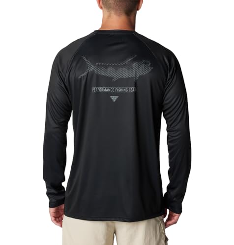 Columbia Men's Super Terminal Tackle PFG Super Fade Long Sleeve - color: Black/Fish Hooks Sfs, size: Medium