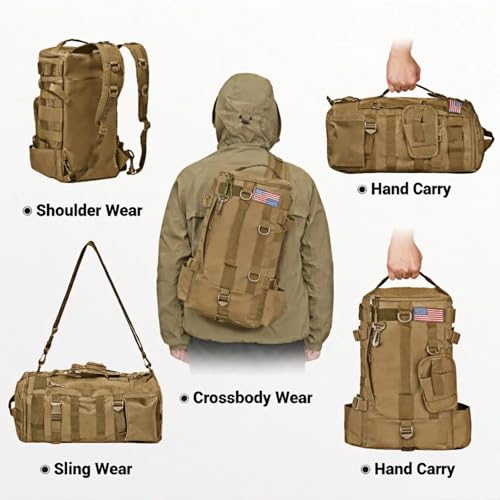 kokkoya Small Fishing Bag Tackle Backpack with Rod Holder 16L Lightweight Backpack for Fishing Hiking Kayaking Outdoor Gear Storage for Men (Khaki) - color: Khaki