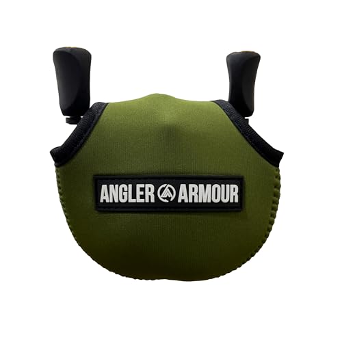 Angler Armour Baitcast Reel Cover | Baitcaster Sleeve | Fishing Reel Pouch | Low Profile Baitcasting Reel Protector | Neoprene Reel Case | 50 100 200 Series Baitcast Covers - color: Olive Green