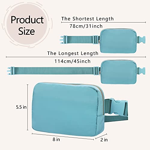 VOROLO Fanny Pack For Women And Men Crossbody Bag Belt Bag | Adjustable Strap Graduation Gifts Lightweight Travel Running - color: Black+Light Blue