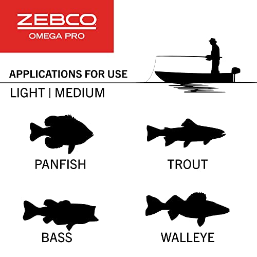 Zebco Omega Pro Spincast Fishing Reel, Dual Ceramic Pick-up Pins, Solid-Brass Pinion Gear, GlideLine ll Line Retrieval System, Pre-Spooled - size: 20