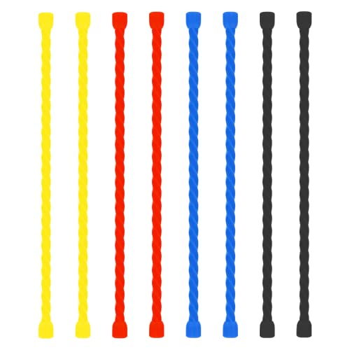 8Pcs 6-inch Silicone Cable Ties Reusable Steel-Core Silicone Twist Cable Tie Straps for Bundling and Organizing, Colorful Bendable Holder Strap for Indoor and Out All Purpose, 4 Colors - color: 6-inch(8pcs)
