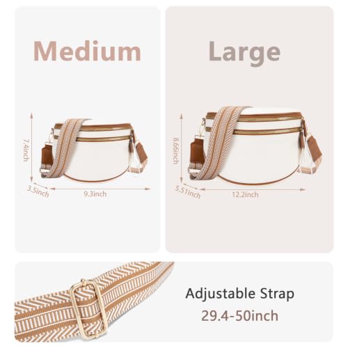 oscaurt Leather Crossbody Bag Bum Bag for Women Large Sling Bag Cross Body Purse Shoulder Handbag Fanny Pack - color: Beige, size: Medium