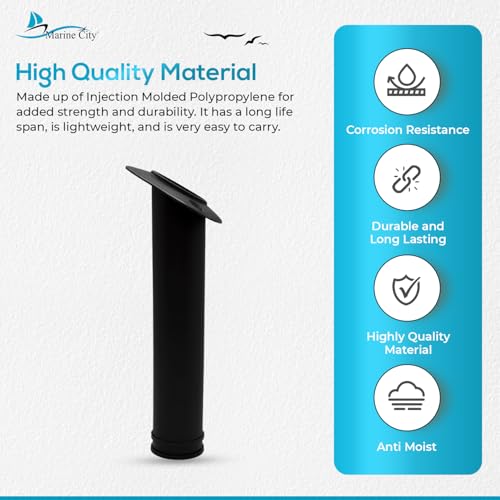 MARINE CITY Flush Mount Fishing Rod Holder 30 Degree Polypropylene, Durable, Lightweight, Easy Access for Fishing, Fits 2" Hole, Ideal for Kayaks, Boats and Yachts - color: Black, style: 4 Pcs