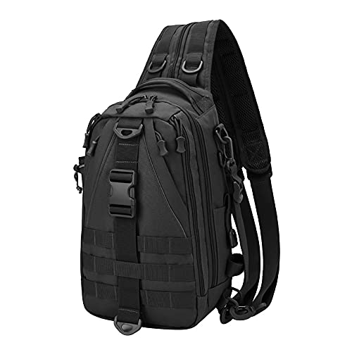 ACEXIER Tactical Chest Bag Camping Multi-Color Shoulder Sling Bag Fishing Hiking Backpack Outdoor Rucksack - color: Black