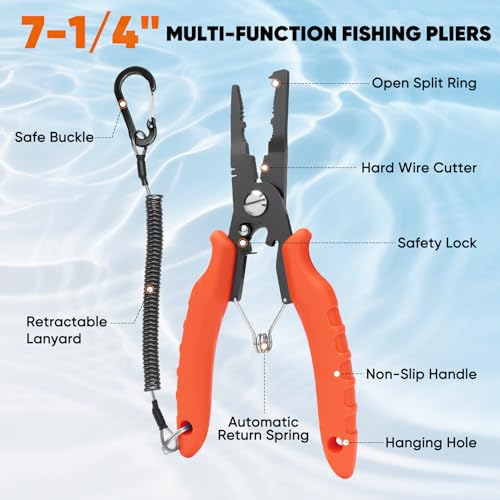 SHALL Fishing Tool Kit, Corrosion Resistant Fishing Gear and Equipment - Fishing Pliers, Fillet Knife, Fishing Scissors, Fish Lip Gripper, Fishing Ruler, Lanyard - Premium Fishing Tools for Men Women - style: 8-Piece Fishing Tool Kit