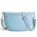 KALIDI Woven Crossbody Bags for Women Travel Vegan Leather Fanny Packs for Woman Men Cross Body Purse Fashion Belt Bum Bag - color: Blue