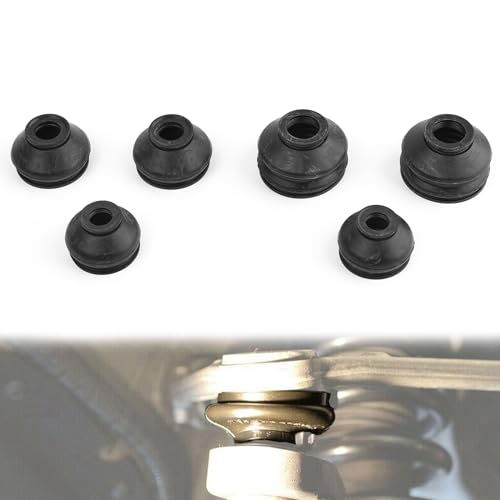 6PCs Universal Ball Joint Head Dust Protection Tie Rod Boot Cover Automotive Replacement Tie Rod End Boots Rubber Track Turn Lower Upper Repair Kit Car Suspension Steering Parts Accessories 3x2 Sizes