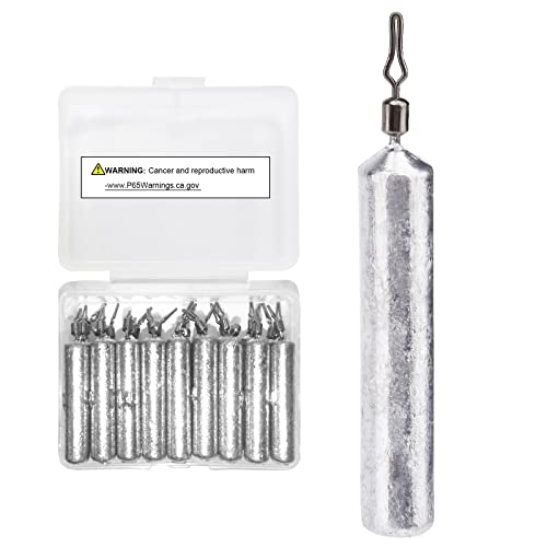 Atibin Drop Shot Fishing Weight Sinker Freshwater Casting Fishing Weights Lead Saltwater Shot Drop Rig Weights Cylinder Skinny - size: Size1 (1/8oz.) 25 pcs