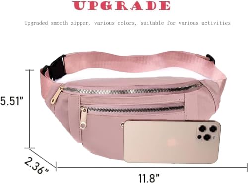 Fanny Packs Waist Pack for Women, Waterproof Waist Bag with Adjustable Strap for Travel Sports Running - color: cute pink