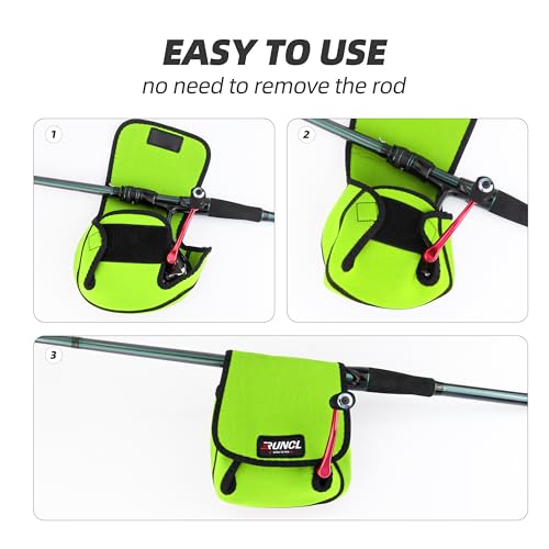 RUNCL Spinning Reel Bag – Protective Storage Pouch for Baitcasting Reels & Spinning Reels, Lightweight & Durable, Ideal for Freshwater & Saltwater Fishing Trips (Green & Black) - color: S-Green & Black
