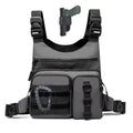 Criuage Tactical Chest Bag for Men, Lightweight Adjustable Running Vest, Water Resistant EDC Chest Pack with Water Bottle Pocket, Breathable Back Pad for Hiking Cycling Fishing Travel - color: Grey