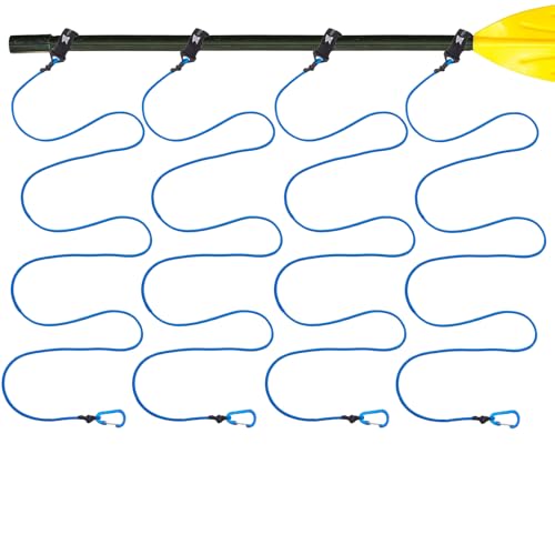 Kayak Paddle Leash, Paddle Leash Lightweight Coiled Kayak Rod Leashes for SUP Kayaking Canoing Fishing Boating - color: Blue - 4 Pack