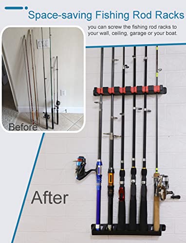 Horizontal Fishing Rod Rack Holders Wall-mounted Fish Pole Holder for Garage & Boat 6-Rod Storage Racks -1 Pair Rod Holder Rod Holder (1 Pair Vertical Red) - color: 1 Pair Vertical Red