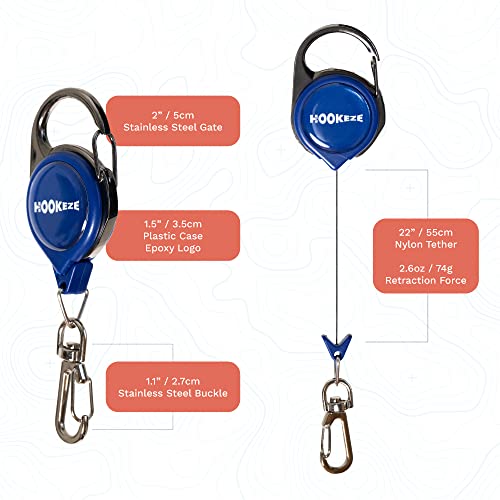 HOOK-EZE Fly Fishing Zinger Retractor for Anglers Vest, Pack of 3 - Fishing Gear and Equipment for Nippers, Forceps, Fly Float Ant, Belt Loops & Backpack - color: Blue