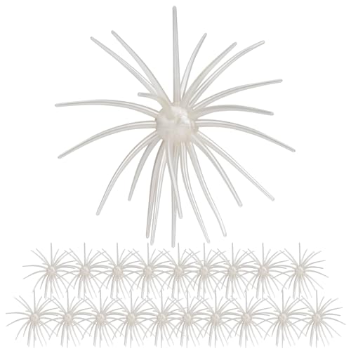 QualyQualy Urchin Bait for Bass Fishing, Floating TPE Creature Lures - 2.5'' / 3.6''/ 4'' /5.1'' Multi-Tentacle Soft Plastic Bait for Bass, Walleye, Pike - color: #08 White, size: XS-20pcs