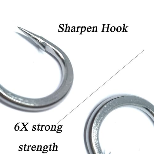 4 Pairs Fishing Double Barbed Jig Hook Kevlar Line 6X Extra Strong Slow Fast Jigging Assist Saltwater Hooks Jigs Lure Circle Hook 4/0