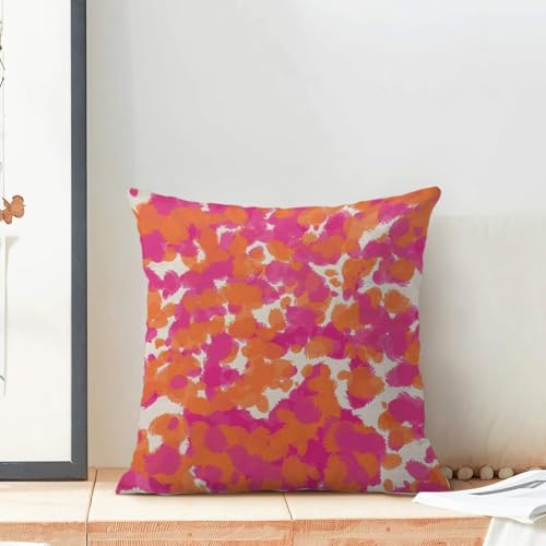 AEIOAE Hot Pink Orange Pillow Covers 16 x 16 Inch Set of 2, Modern Abstract Aesthetic Polka Dot Decorative Throw Pillow Covers Colorful Bold Girly Pillowcase for Couch Home Sofa Outdoor Decor - color: Pink Orange1, size: 16" x 16" (Pack of 1)
