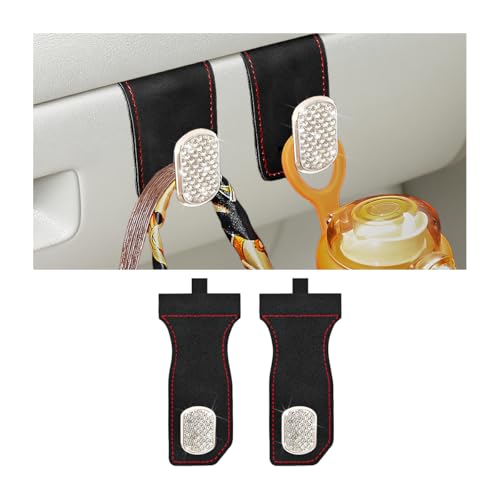 Bling Car Co-Pilot Glovebox Hook, 2PCS Crystal Rhinestone Vehicle Passenger Seat Hanging Storage Hooks for Handbag Purse, Automotive Glove Box Organizer Hanger, Universal Fit (Black) - color: Black