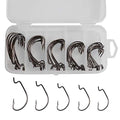 50pcs Offset Fishing Hooks Worm Hooks Black High Carbon Steel Senko Bait Fishing Hooks 5 Sizes 4/0 3/0 2/0 1/0 1#