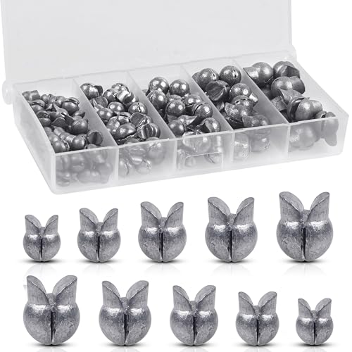 Split Shot Sinker Fishing Weights, 120pcs Removable Round Split Shot Fishing Line Sinkers Clip On Weights for Freshwater Saltwater Fishing - size: Mix Sizes 135pcs