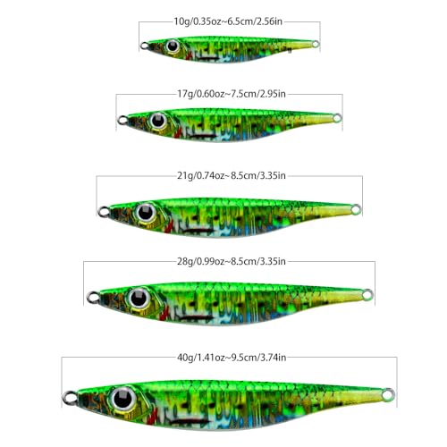Saltwater Fishing Jigs - Jig Fishing Vertical Jig Speed Slow Pitch Jigging Spoon Hard Bass Fishing Lure - Blade Baits Lures with Assist Hook Paillette Artificial Fishing Lures 5pcs/Set