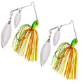 Reaction Tackle Tungsten Double Willow Spinnerbait, Compact Profile Bass Fishing Lure with Flash and Vibration for Largemouth and Smallmouth Bass (2-Pack) - color: Hot Tiger, size: 3/8 Oz