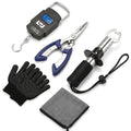 Fishing Tool Kit - Fishing Pliers, Hook Remover, Fish Gripper，Fish Scale, Fish Knife, Saltwater Fishing Gear with Sharpeners, Best Gifts for Men - color: Blue with Scale
